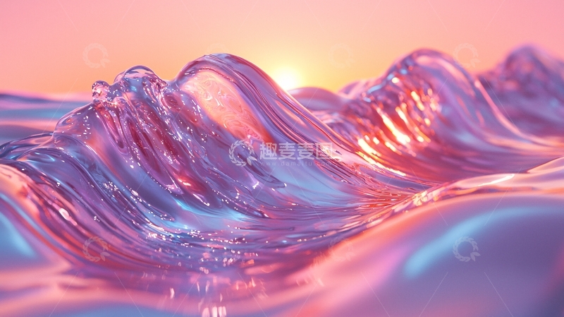 高清大图下载【趣麦麦图】清晨粉色光线下的水波