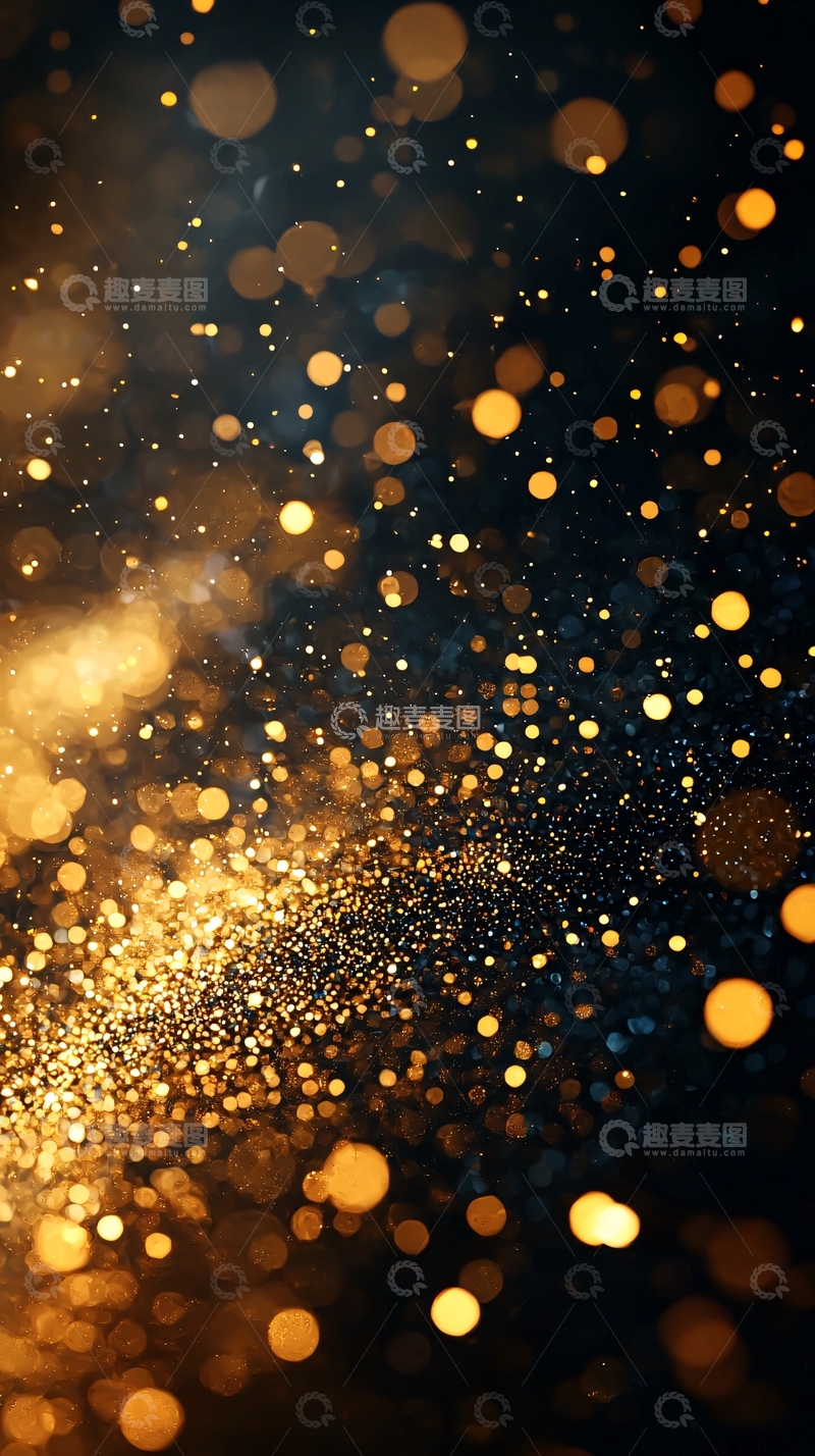 高清大图下载【趣麦麦图】金色光点在深色背景中闪耀