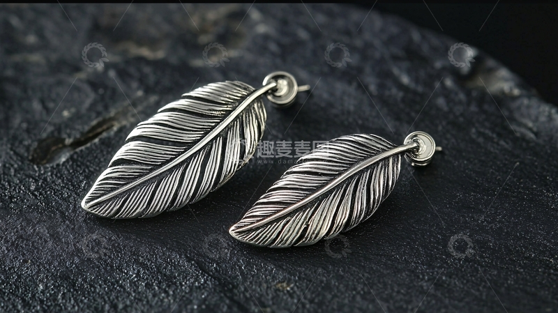 高清大图下载【趣麦麦图】银饰叶子耳钉