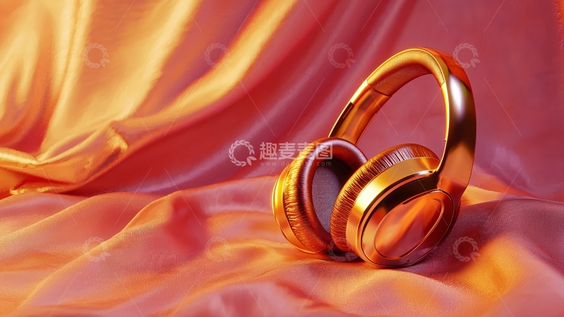 高清大图下载【趣麦麦图】金色耳机