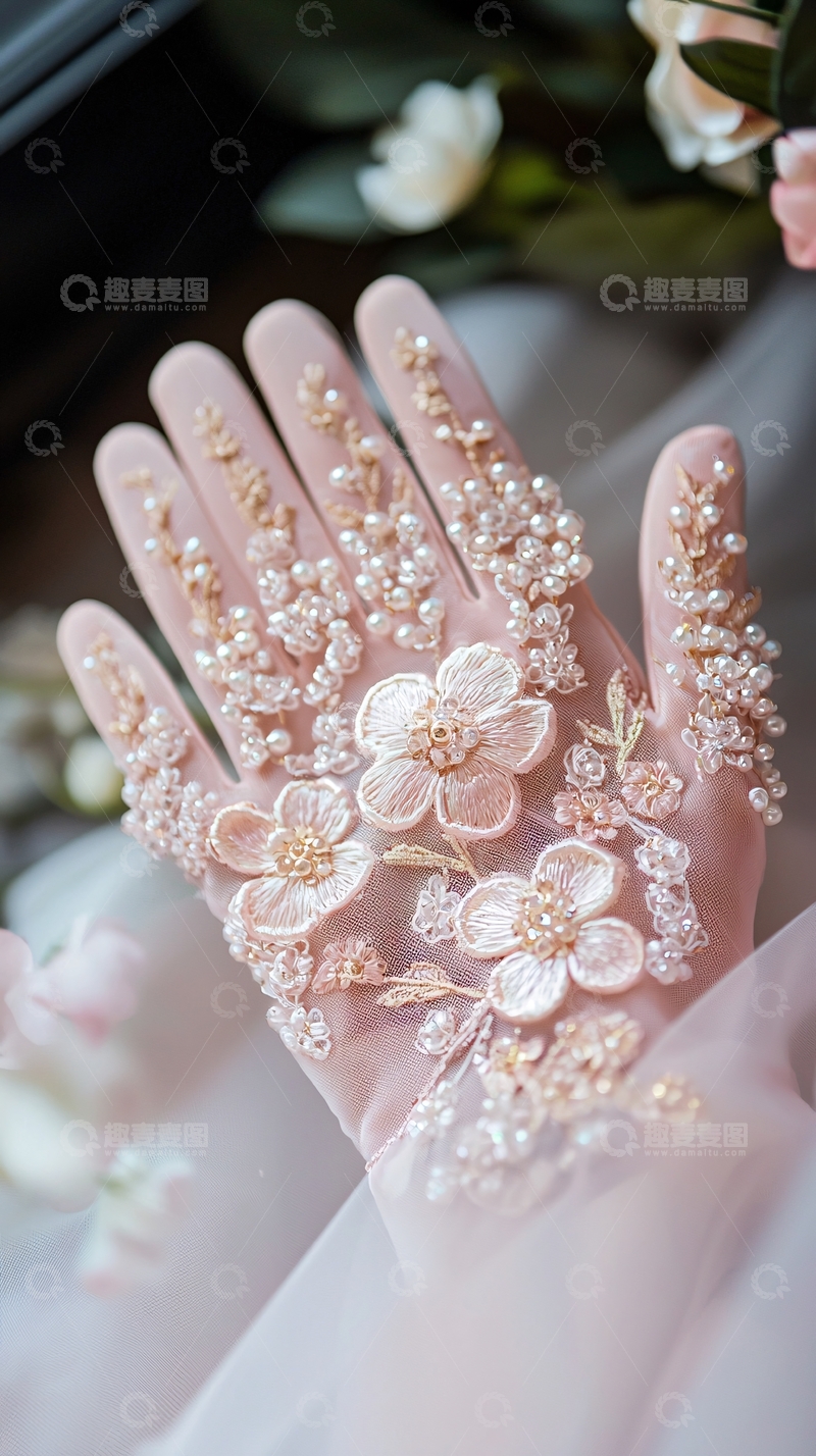 高清大图下载【趣麦麦图】新娘结婚手套