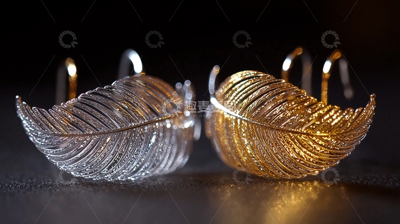 高清大图下载【趣麦麦图】金色银色羽毛耳环