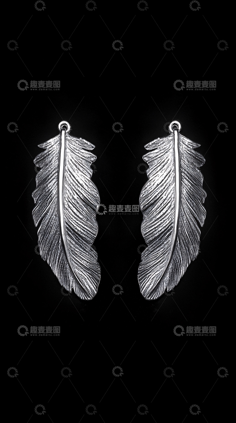 高清大图下载【趣麦麦图】银色羽毛耳坠