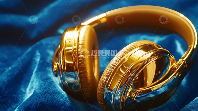 高清大图下载【趣麦麦图】金色耳机