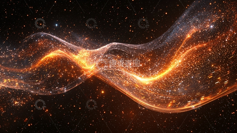 高清大图下载【趣麦麦图】橙色光波粒子流