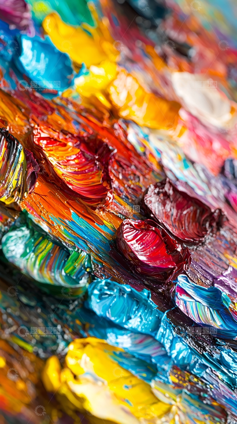 高清大图下载【趣麦麦图】油画颜料色彩肌理特写