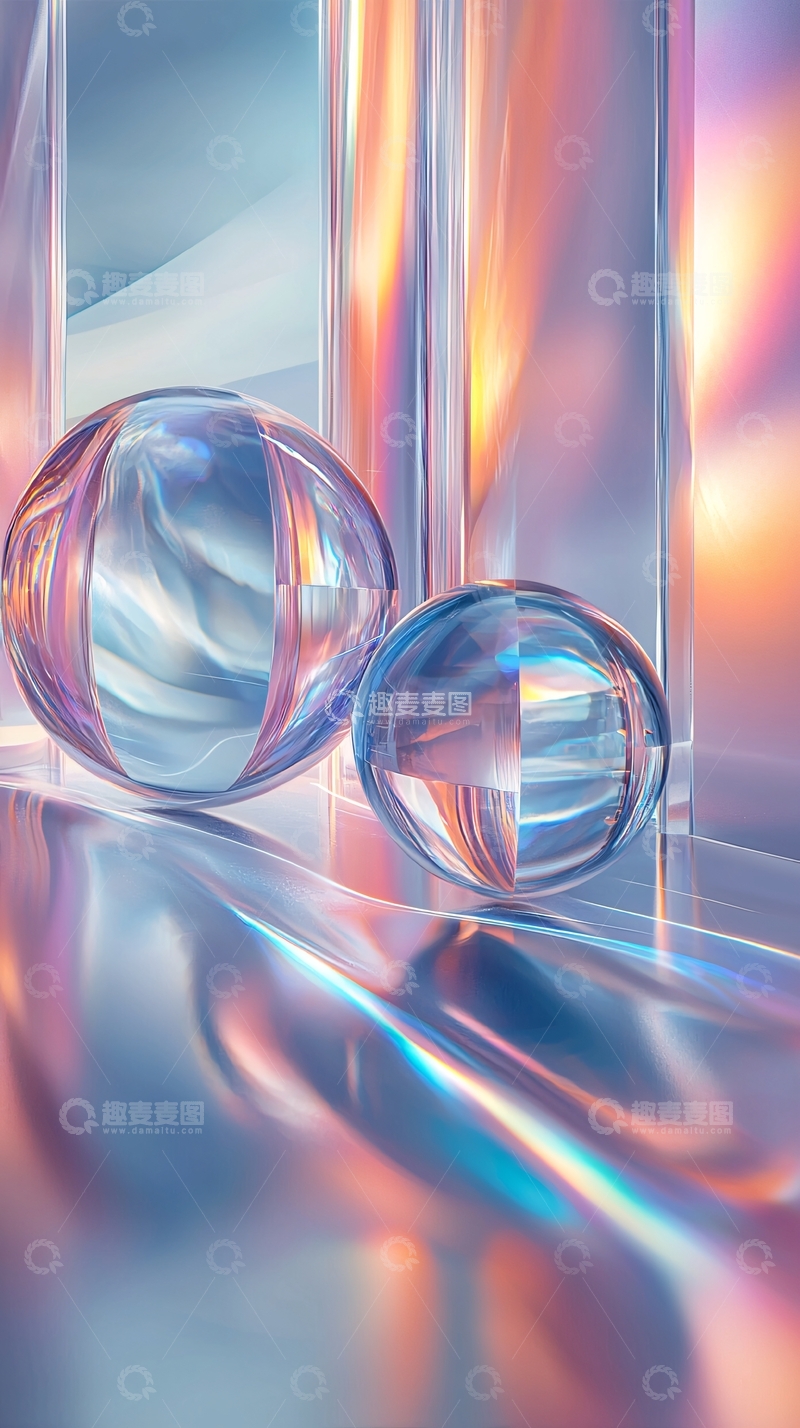 高清大图下载【趣麦麦图】水彩质感球体晶莹剔透