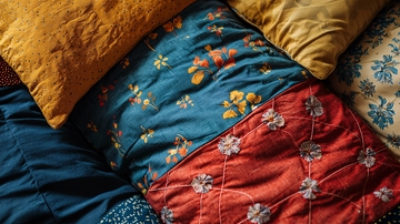 多彩抱枕堆叠特写