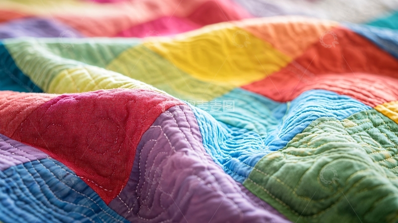 高清大图下载【趣麦麦图】彩虹色拼接棉被