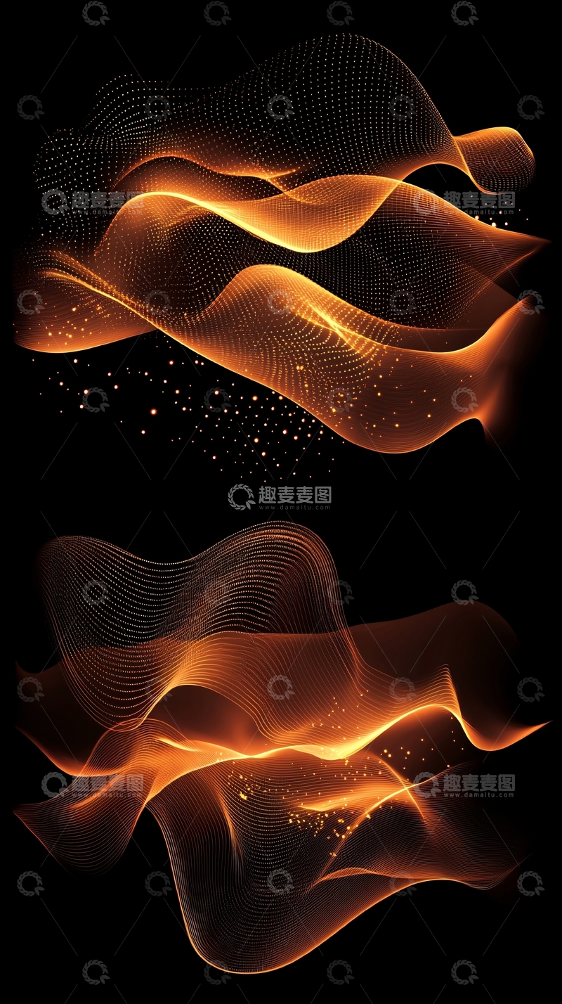 高清大图下载【趣麦麦图】金色波浪网格粒子效果