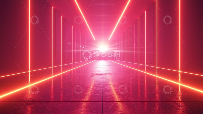高清大图下载【趣麦麦图】红色霓虹灯走廊