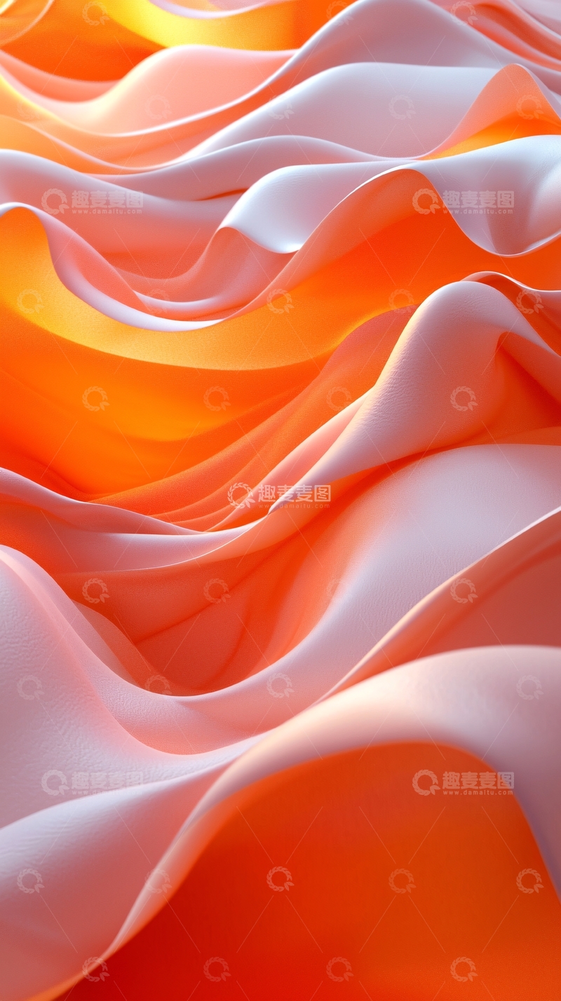 高清大图下载【趣麦麦图】柔软橙色白色波浪纹理