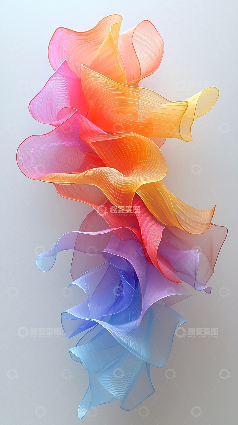 高清大图下载【趣麦麦图】彩色半透明薄纱堆叠