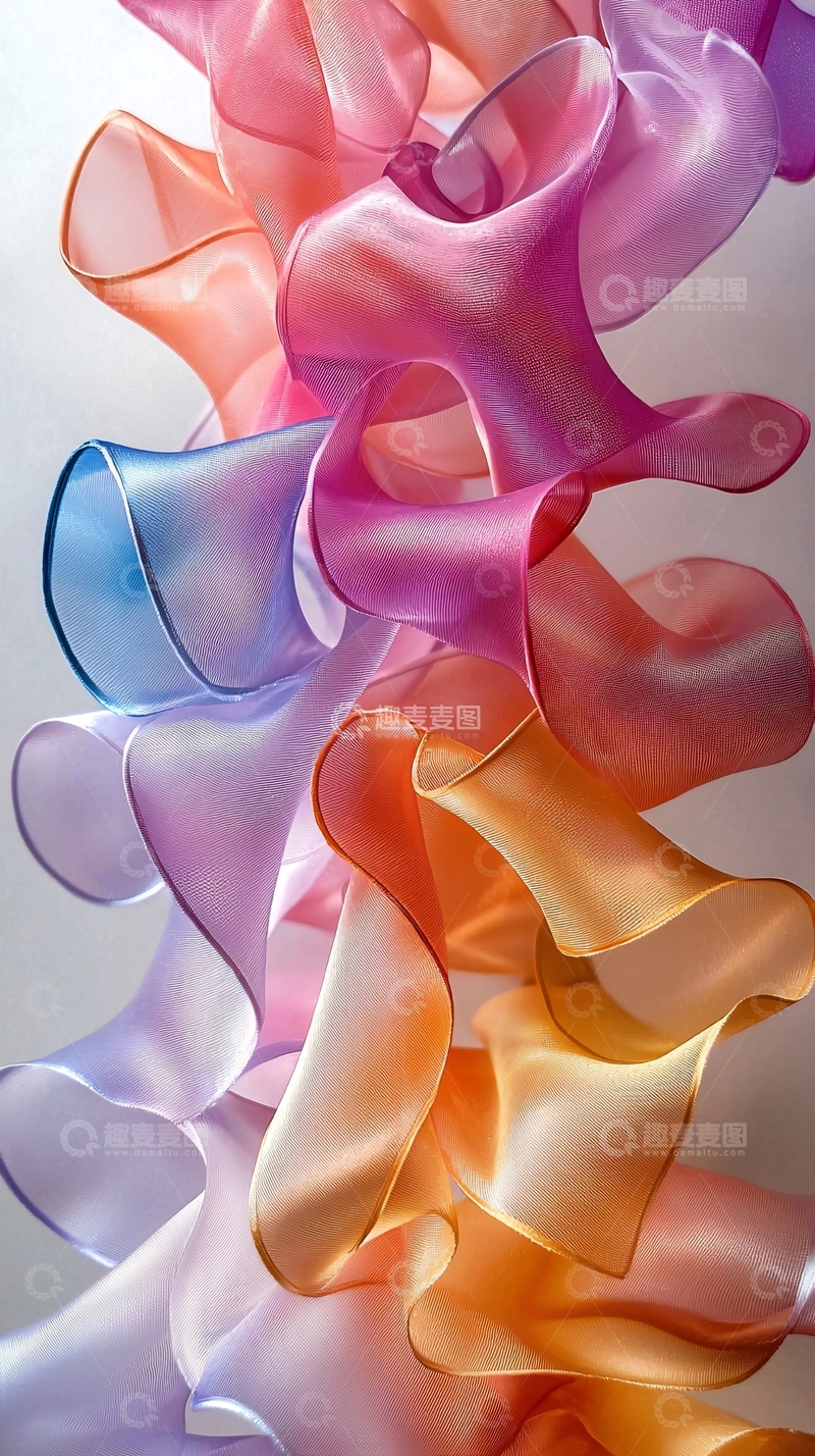 高清大图下载【趣麦麦图】彩色飘逸丝绸抽象造型