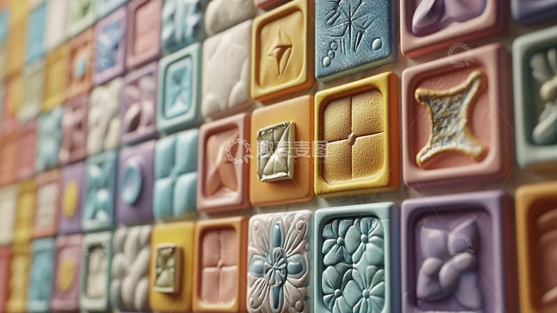 高清大图下载【趣麦麦图】彩色瓷砖拼贴