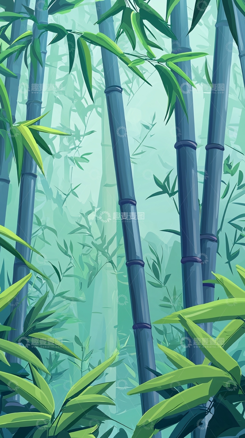 高清大图下载【趣麦麦图】水墨竹林