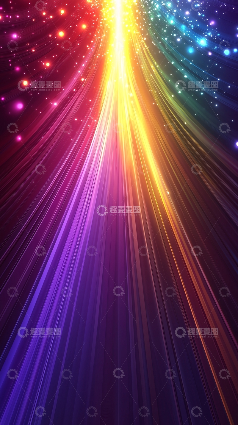 高清大图下载【趣麦麦图】彩色光线汇聚星空背景