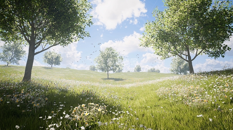 高清大图下载【趣麦麦图】阳光明媚的绿地草原