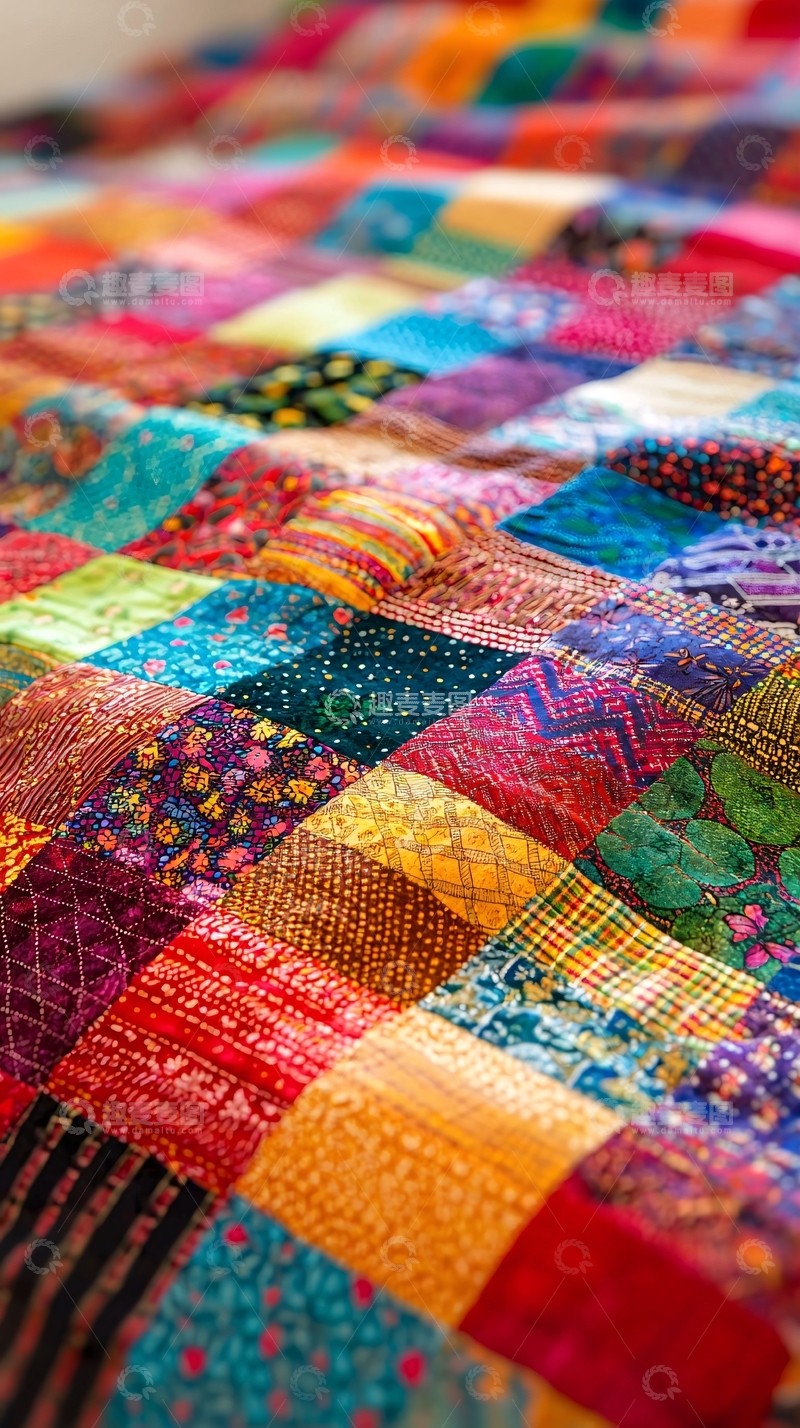 高清大图下载【趣麦麦图】多彩拼布床单