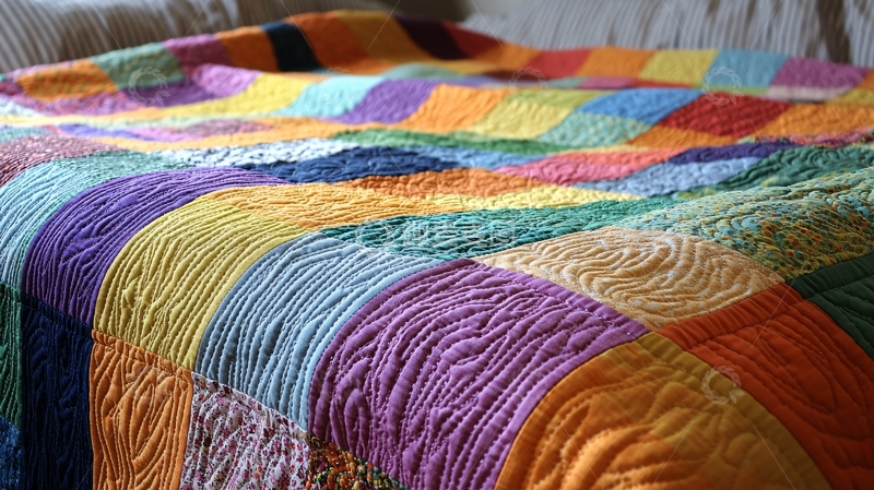 高清大图下载【趣麦麦图】彩虹条纹手工编织毯