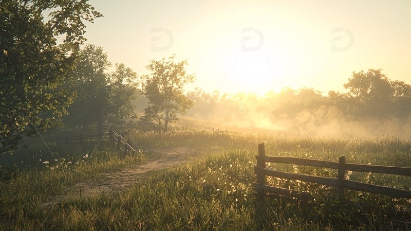 高清大图下载【趣麦麦图】清晨乡间小路