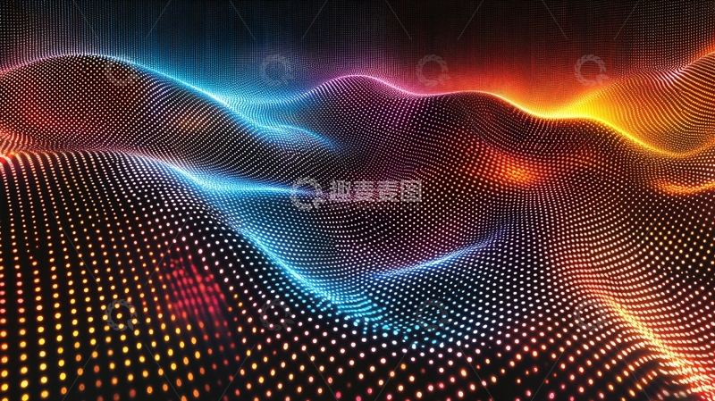 高清大图下载【趣麦麦图】绚丽多彩的点阵波浪