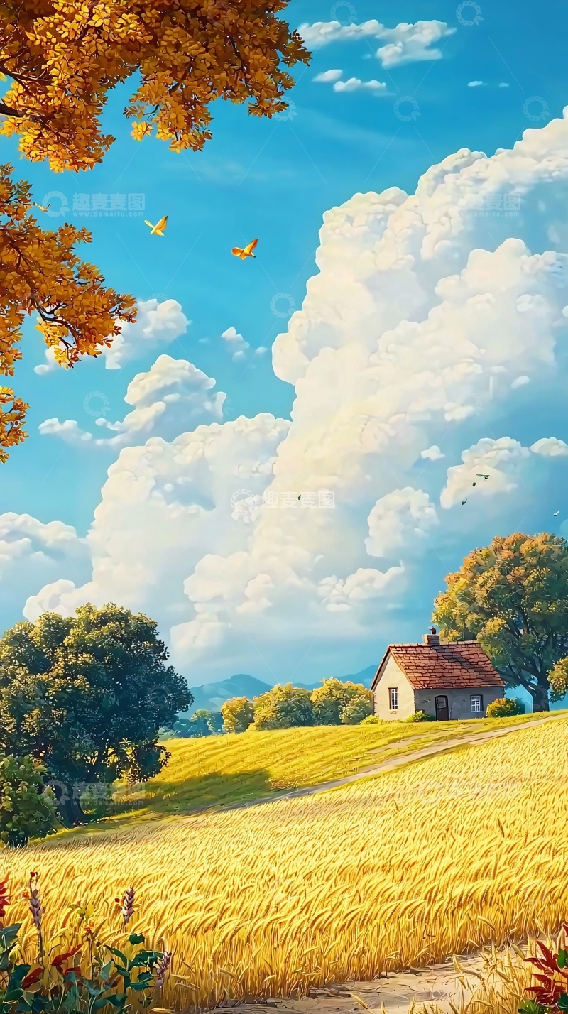 高清大图下载【趣麦麦图】秋日田园小屋