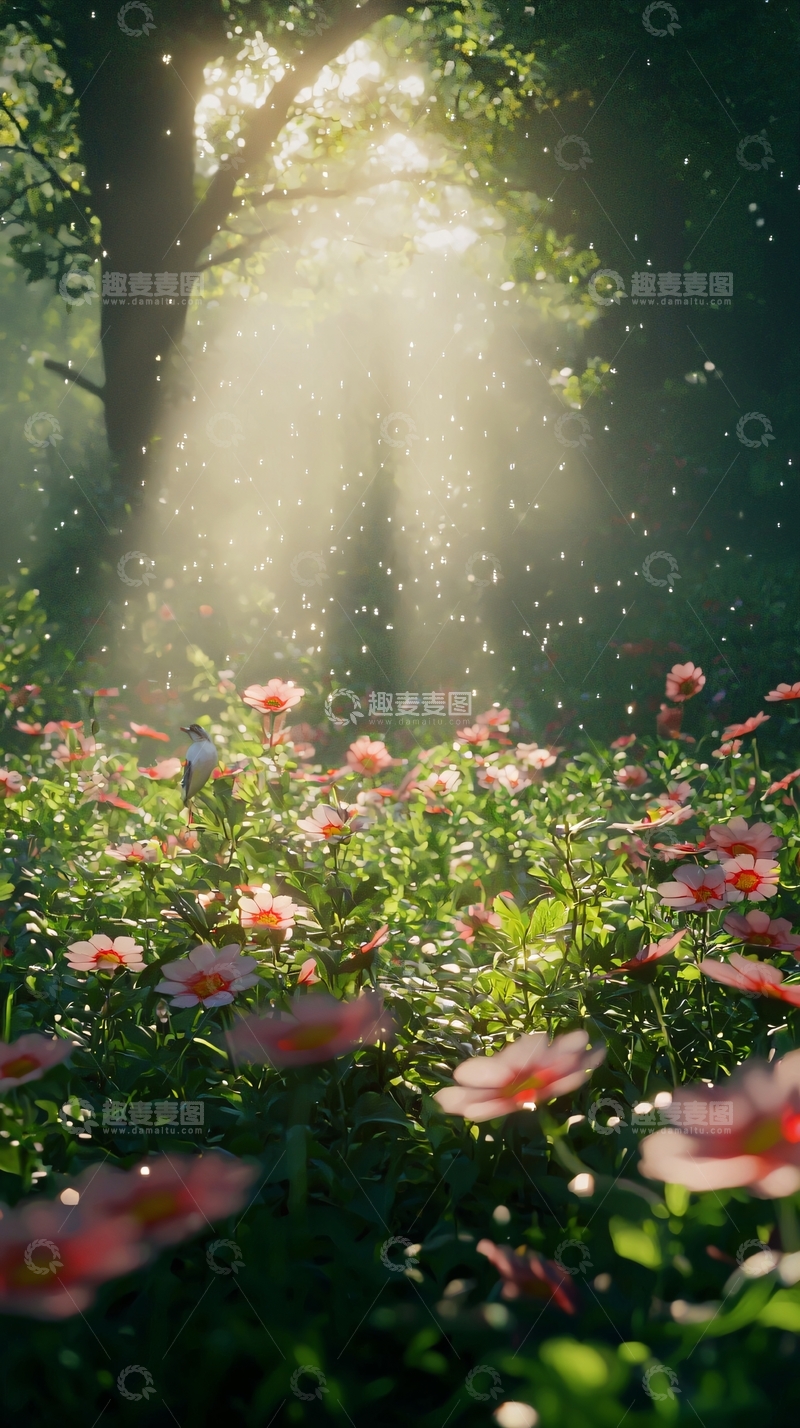 高清大图下载【趣麦麦图】阳光森林花海