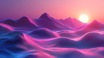 紫色山脉日落美景