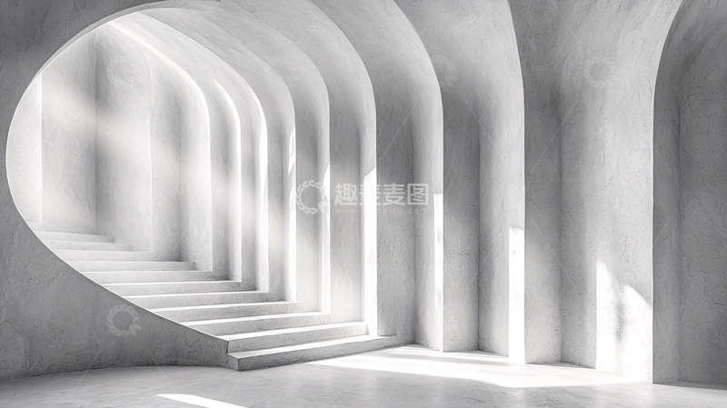 高清大图下载【趣麦麦图】极简主义白色拱形通道