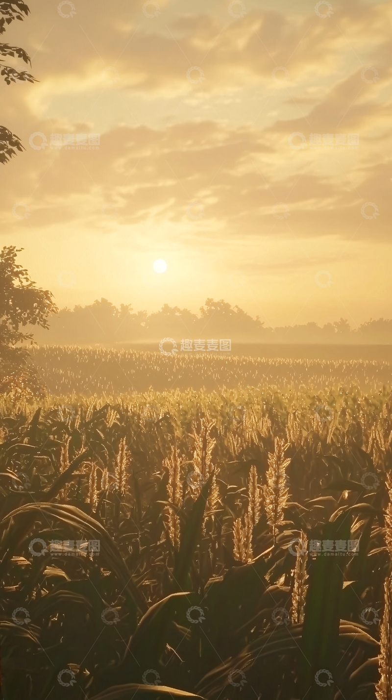 高清大图下载【趣麦麦图】金色麦田日出