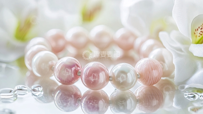 高清大图下载【趣麦麦图】粉色珍珠手链