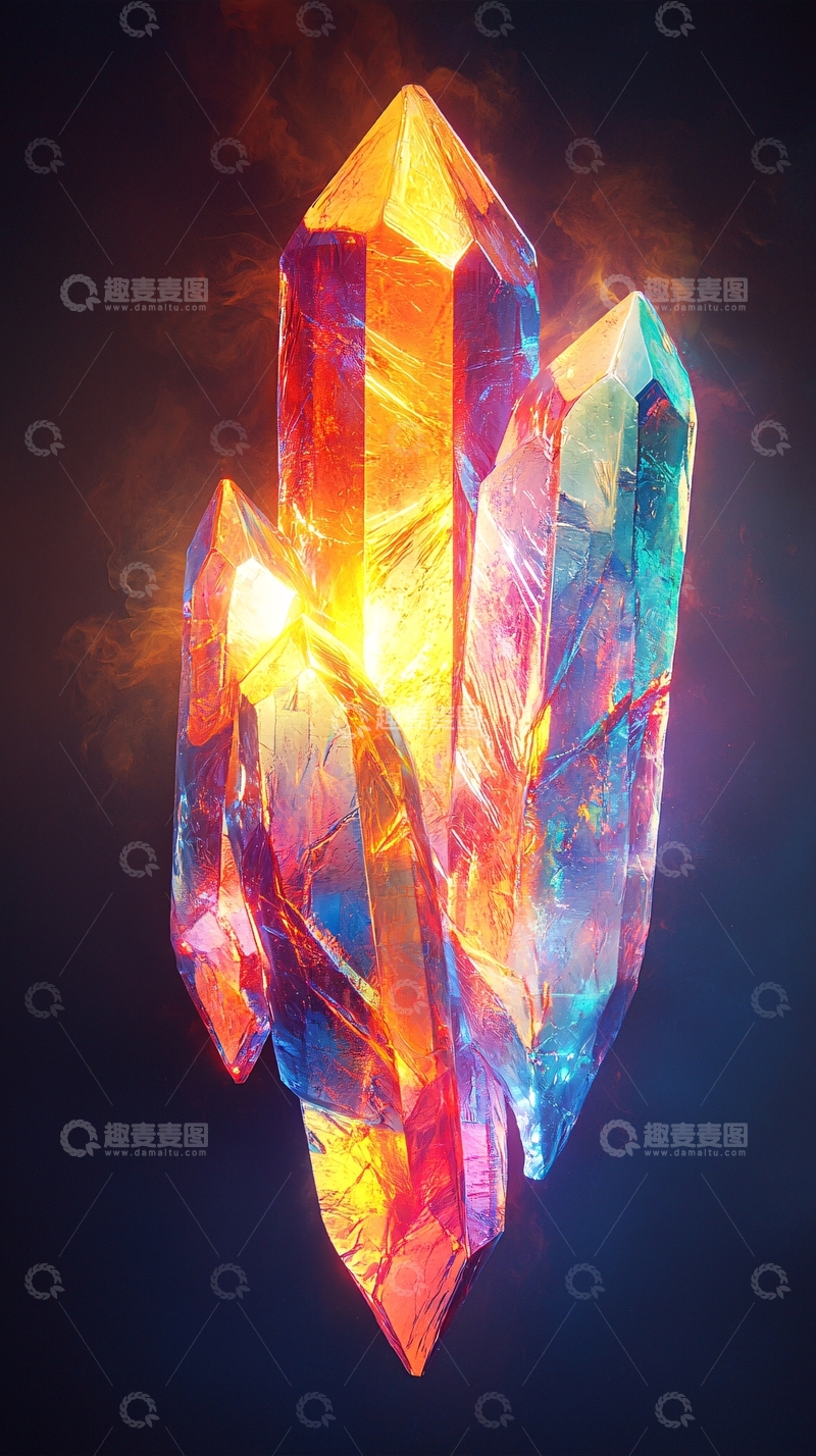 高清大图下载【趣麦麦图】闪耀的多色水晶簇