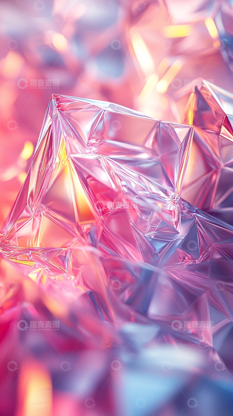 高清大图下载【趣麦麦图】晶莹剔透的粉色水晶簇