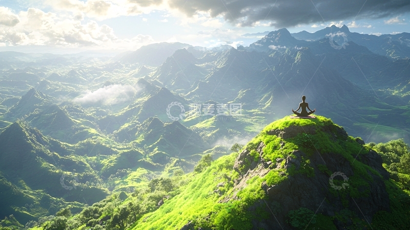 高清大图下载【趣麦麦图】山顶冥想