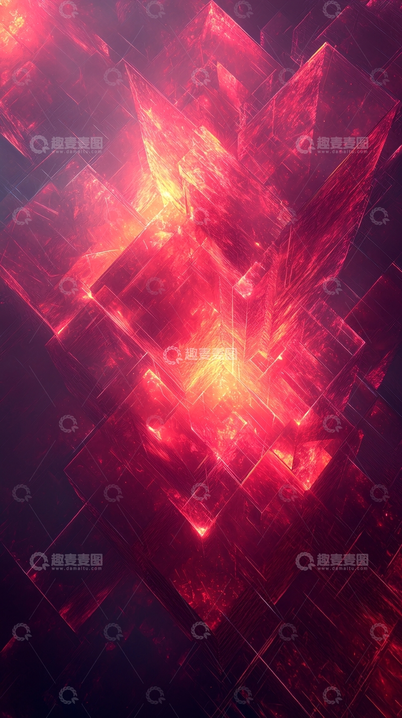 高清大图下载【趣麦麦图】红光闪烁的几何方块
