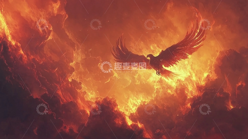 高清大图下载【趣麦麦图】火焰中的雄鹰