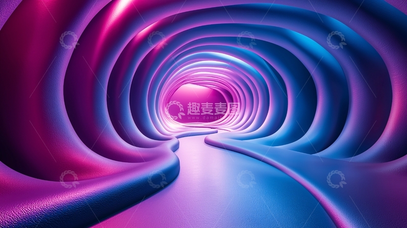 高清大图下载【趣麦麦图】梦幻紫色蓝色隧道