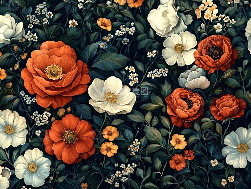 高清大图下载【趣麦麦图】繁复的花卉图案