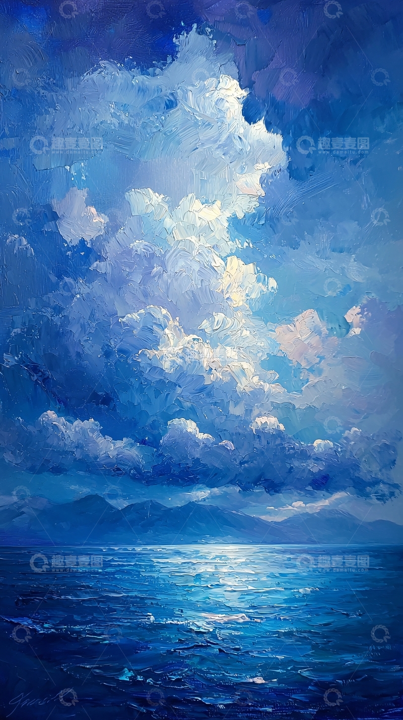 高清大图下载【趣麦麦图】蓝色大海天空云彩