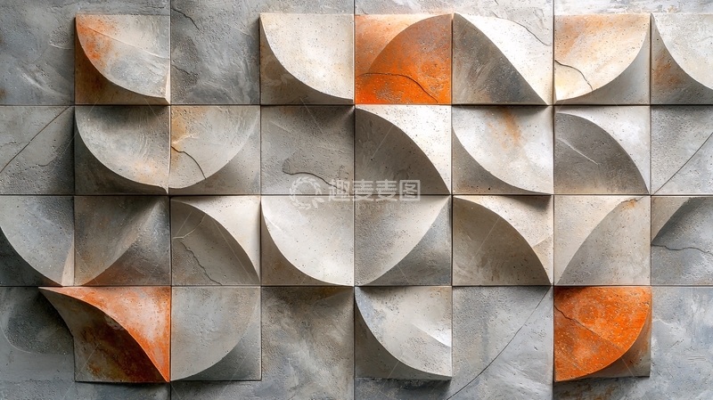 高清大图下载【趣麦麦图】曲面拼接瓷砖墙