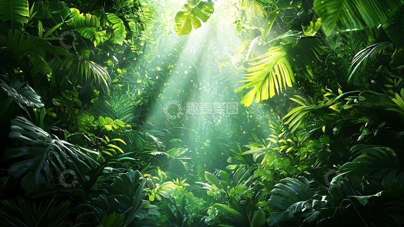 高清大图下载【趣麦麦图】热带雨林阳光穿透树叶