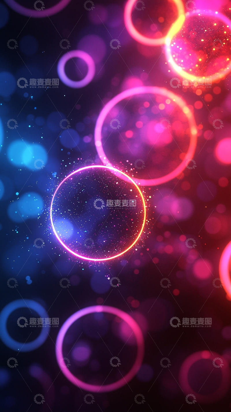 高清大图下载【趣麦麦图】炫彩光圈漂浮背景