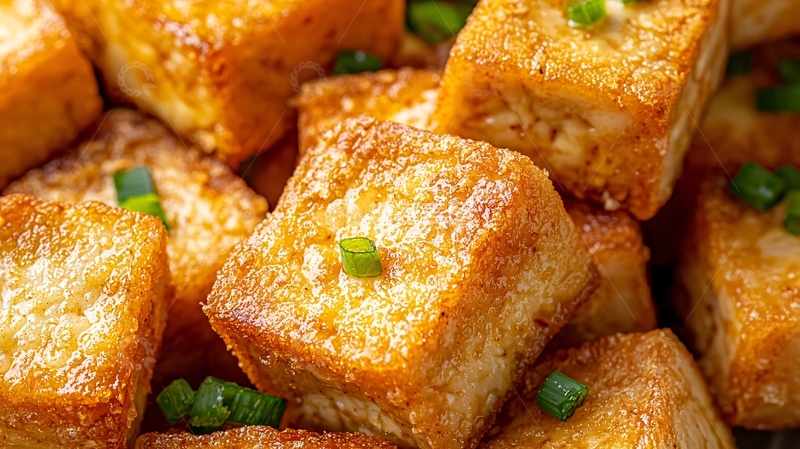 高清大图下载【趣麦麦图】酥脆金黄的煎豆腐