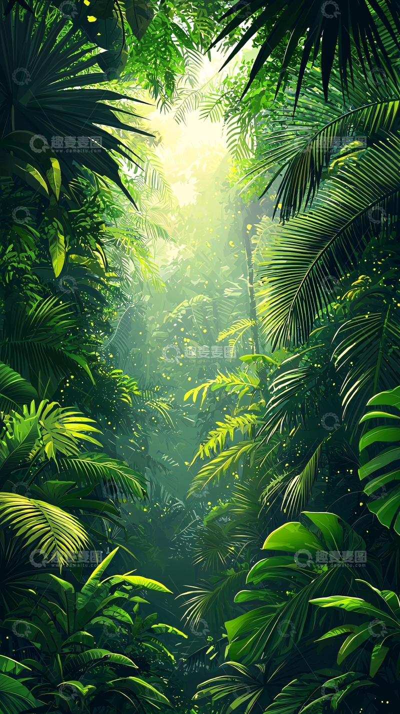 高清大图下载【趣麦麦图】茂密的热带雨林场景