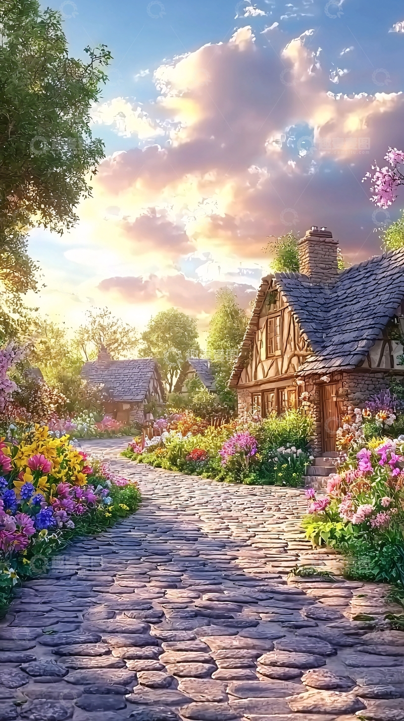高清大图下载【趣麦麦图】童话般的小镇石板路