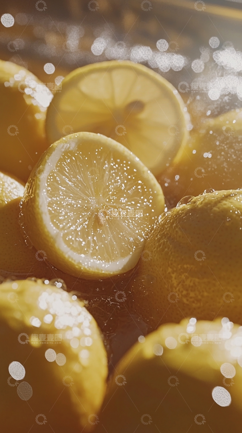 高清大图下载【趣麦麦图】-水中的柠檬切片