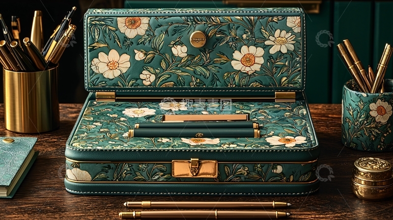 高清大图下载【趣麦麦图】绿松石色皮革笔盒