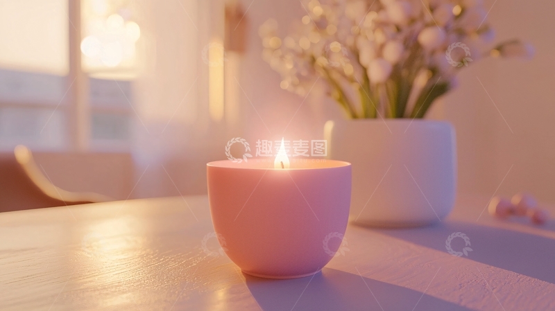 高清大图下载【趣麦麦图】粉色香薰蜡烛