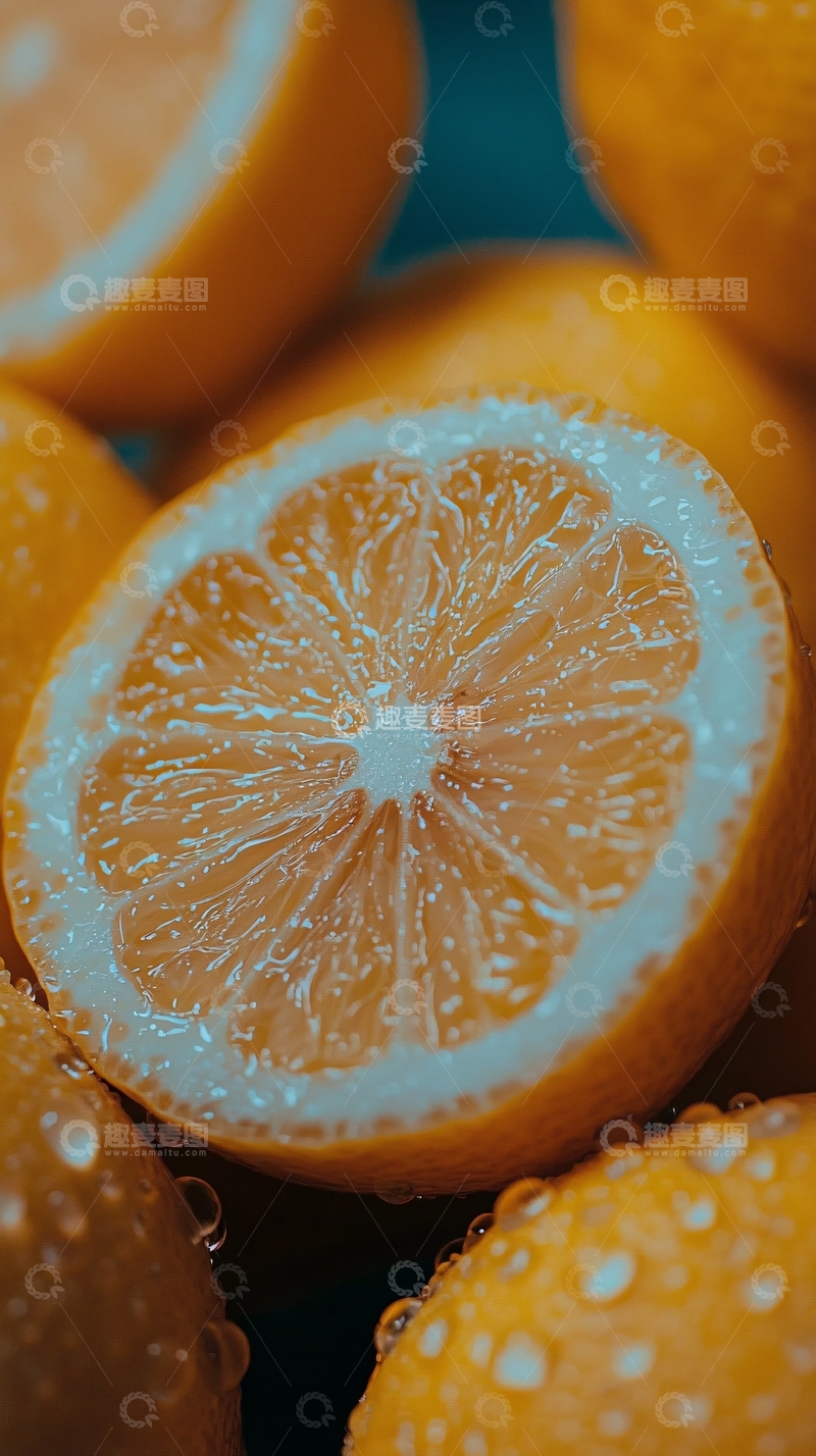 高清大图下载【趣麦麦图】新鲜多汁的柠檬切片